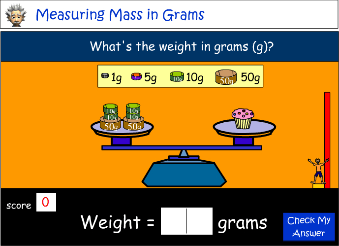 Measuring weight in grams (g)