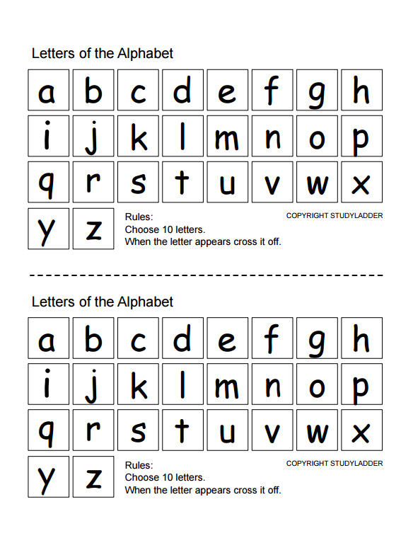 Game Sheet Identifying Lower Case Letters Studyladder Interactive 