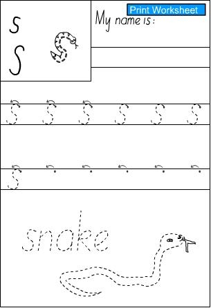 Letter s -Handwriting Sheet - Studyladder Interactive Learning Games