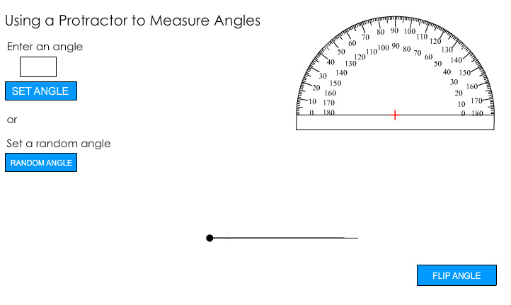 Measuring angles using a protractor