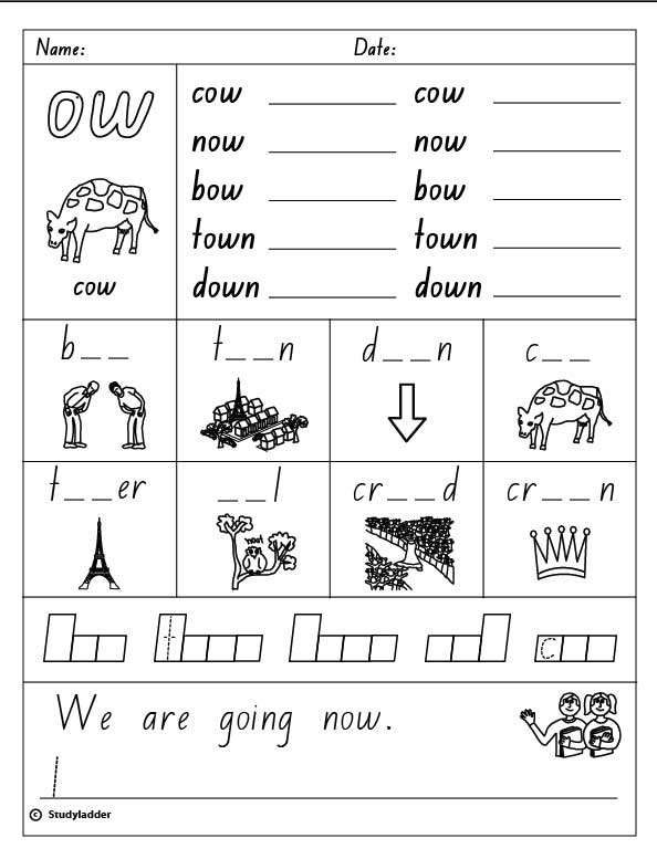 Vowel Digraph "ow" - Studyladder Interactive Learning Games