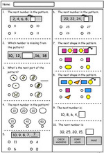 Missing elements in number patterns, Mathematics skills online ...