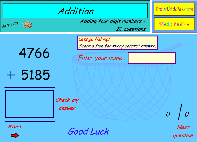 Addition of four digit numbers