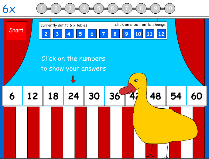 Times tables game (choose table group)