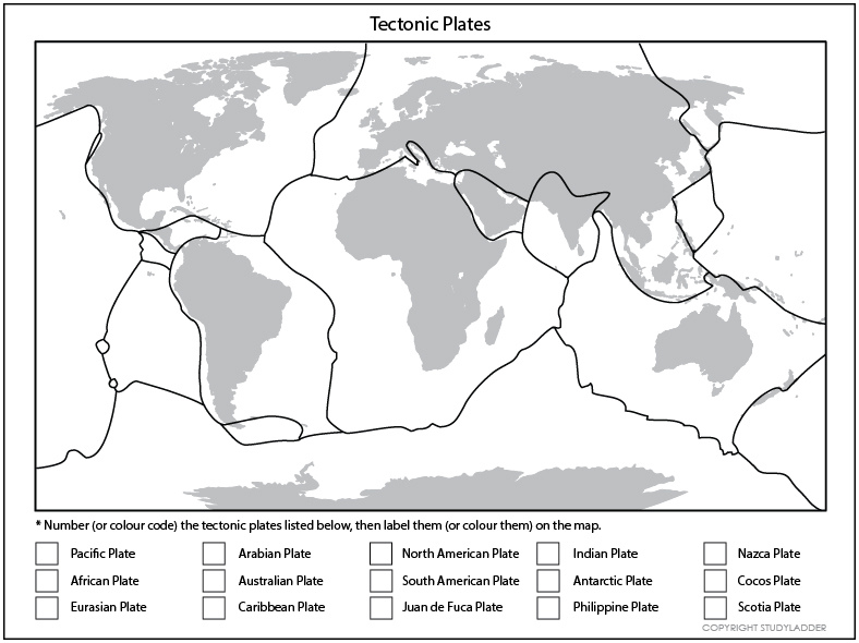 tectonic plate map worksheet