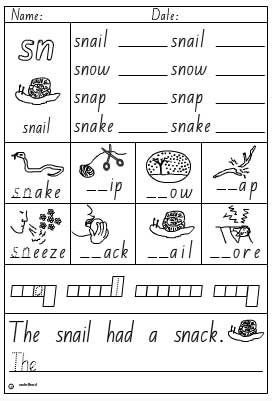 x phoneme worksheet Interactive Studyladder  Blend  sn Activity Sheet