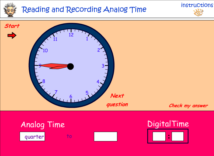 Reading five minute intervals on an analog clock - part 2