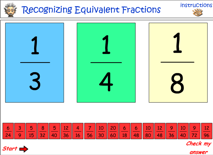 Recognizing equivalent fractions