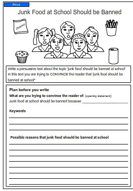 write a persuasive essay on junk food should be banned in school