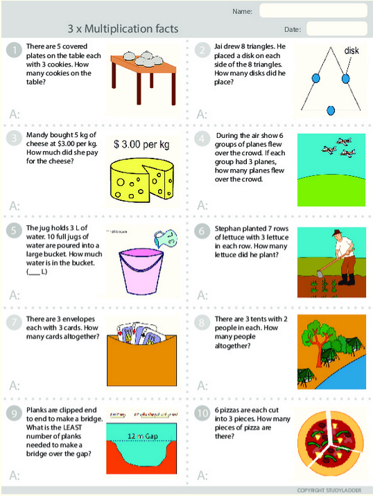 3 times table problem solving