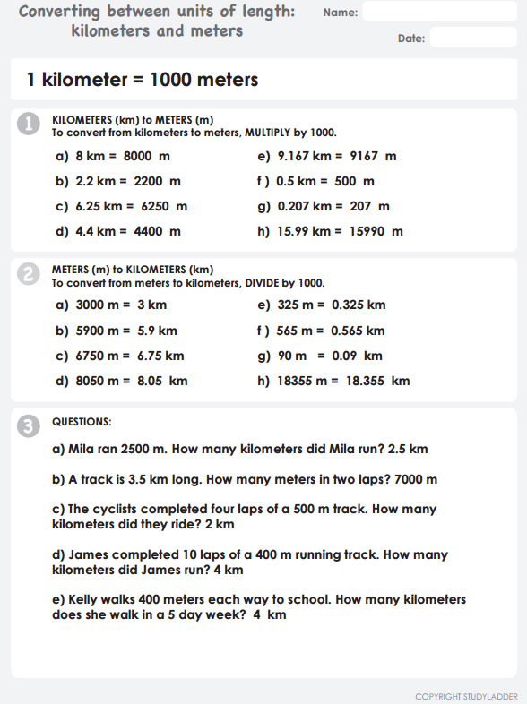 Kilometer Conversion Chart