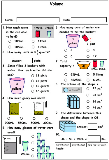 Volume and Capacity Problem Solving