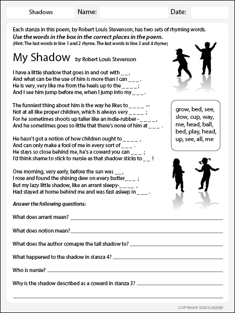 my shadow worksheet studyladder interactive learning games