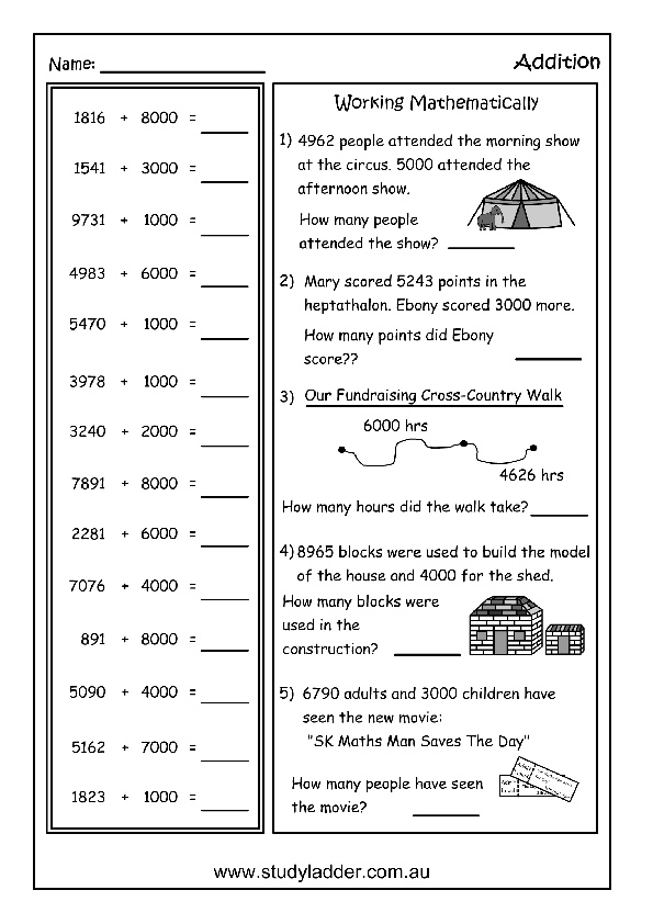 Adding Large Numbers problem Solving Studyladder Interactive 