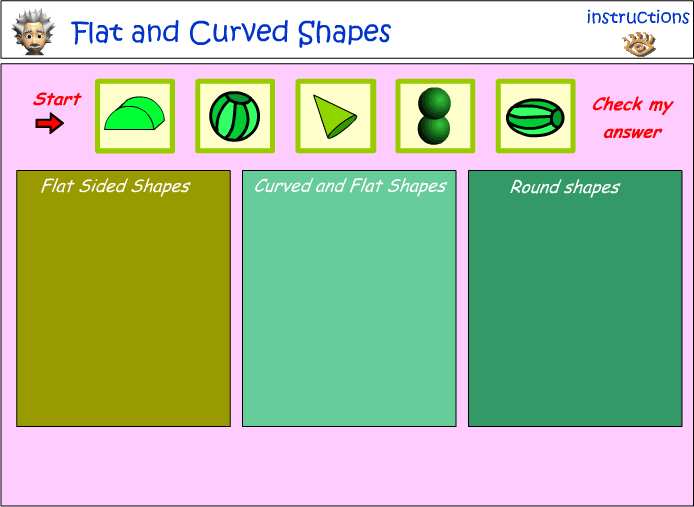 Sort 3D Objects - curved, flat or round