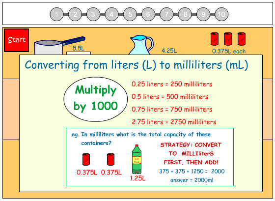 Convert Liters to Milliliters - includes decimals