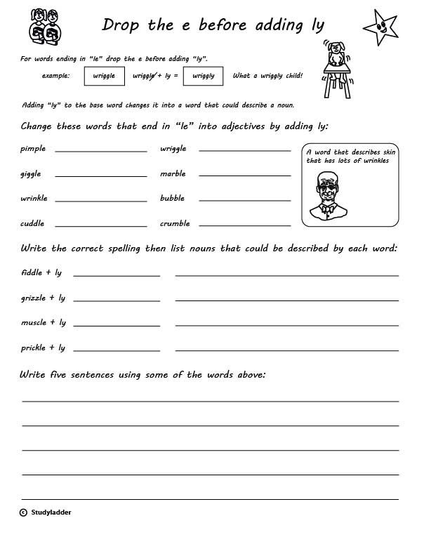 Adding the suffix 'ly' to words ending in 'le' - Studyladder