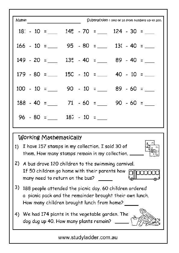 Subtracting multiples of 10 - Studyladder Interactive Learning Games