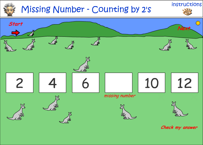Number patterns - identify the missing number