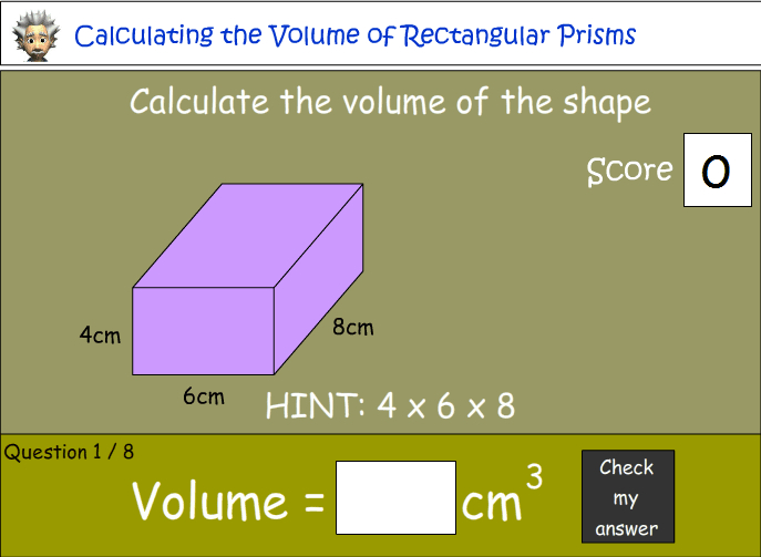 Calculating the volume of rectangular prisms