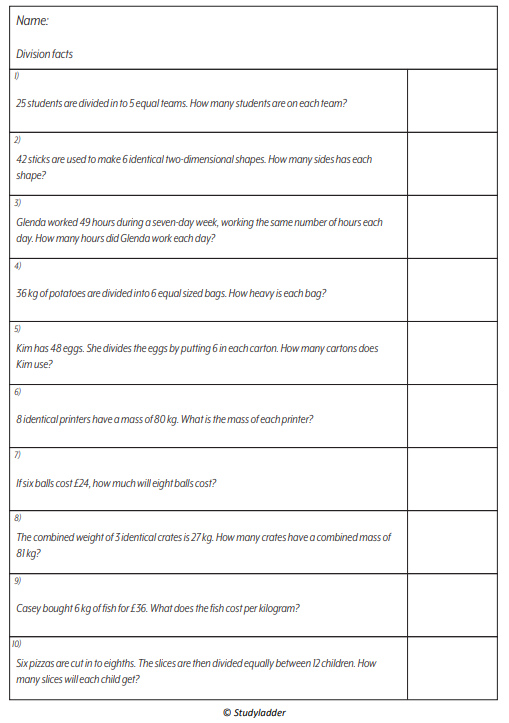 division problem solving grade 7