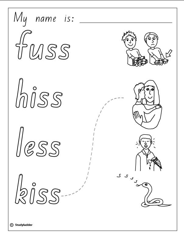 Words And Pictures Fuss Hiss Less Kiss Studyladder Interactive Learning Games