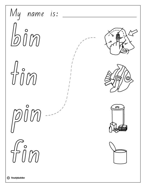 Words And Pictures Bin Fin Tin Pin English Skills Online Interactive Activity Lessons