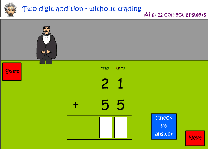 Addition of two digit numbers - without trading