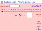Add single digit numbers using a number line