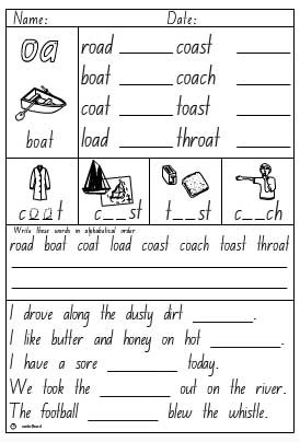 Vowel Digraph- oa Activity Sheet - Studyladder Interactive Learning Games