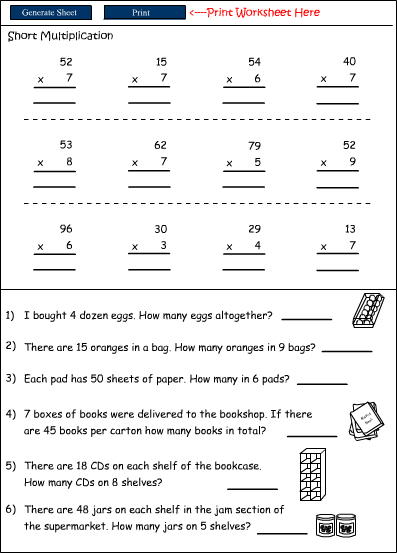 Short multiplication - two digits by one digit, Mathematics skills ...