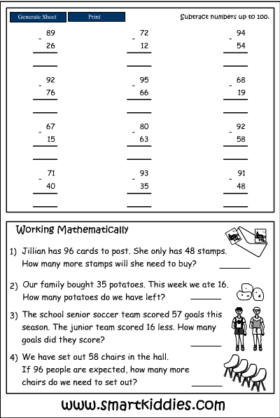 Subtracting two digit numbers (problem solving) - Studyladder