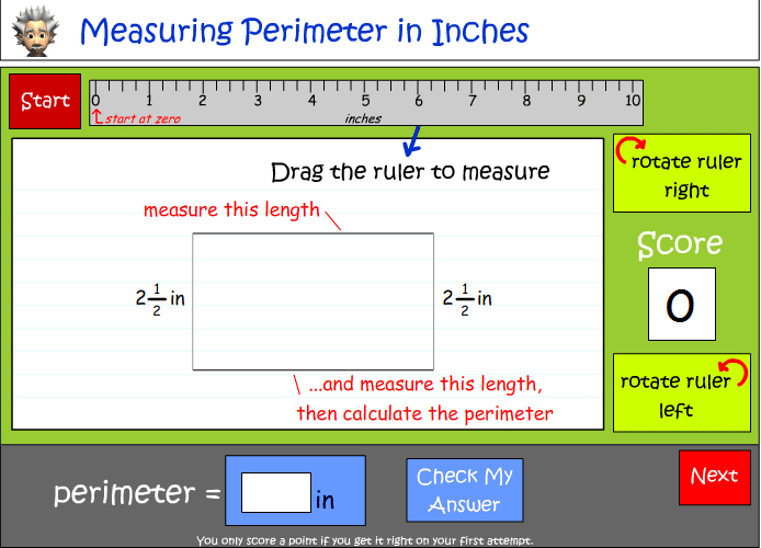Measuring and calculating perimeter in inches