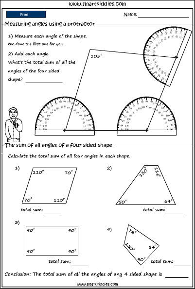 using a protractor to measure angles in shapes