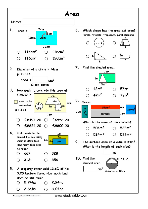 Area Revision - Studyladder Interactive Learning Games