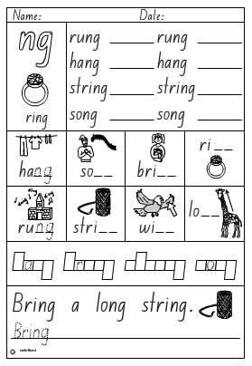 online free phonics worksheets online, English activity skills Blend interactive Final ng, lessons