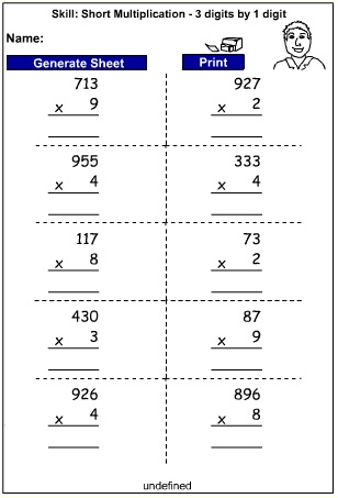 Drill - Multiply 3 digits by 1 digit - written strategies (Auto-Generated)