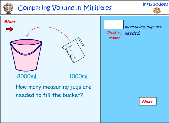 Comparing volume in mL