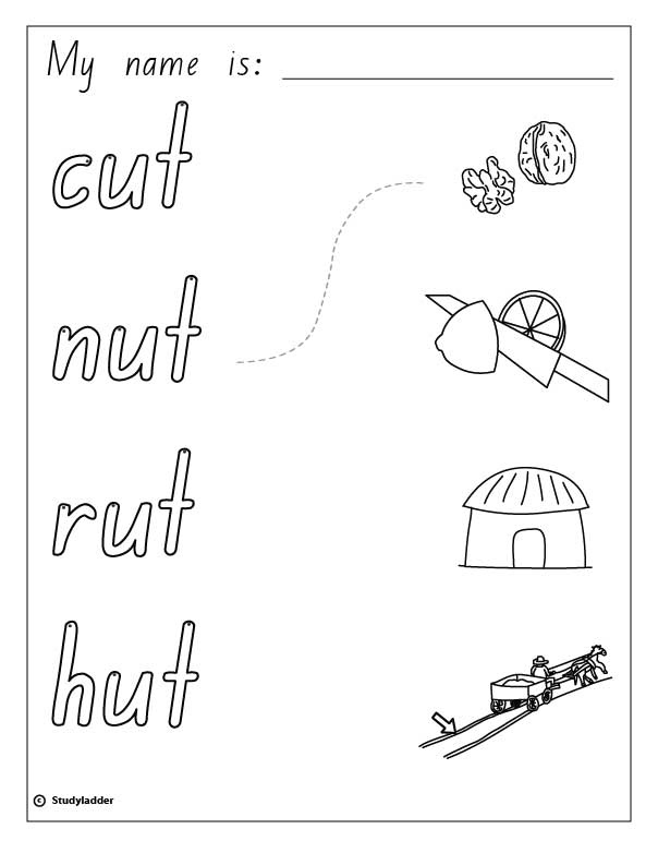 Words And Pictures Cut Nut Rut Hut Studyladder Interactive Learning Games