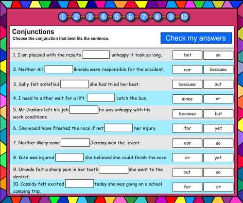 Conjunctions Vocabulary Builder