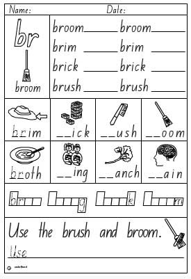 phonics 1 worksheets grade english activity skills Sheet br, Activity interactive online, English Blend