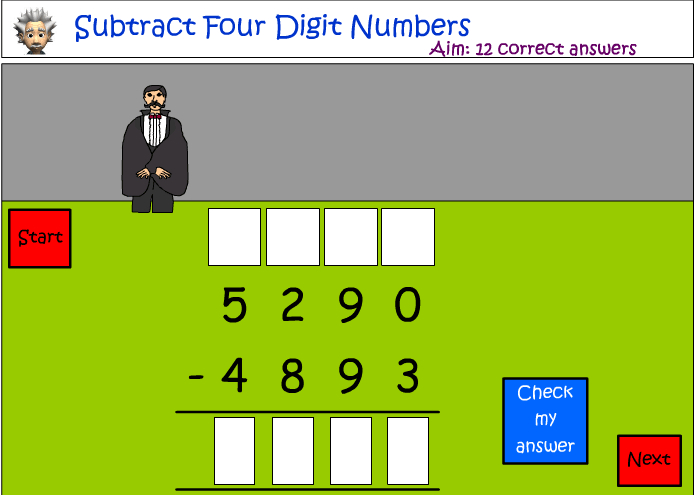 Subtraction of four digit numbers