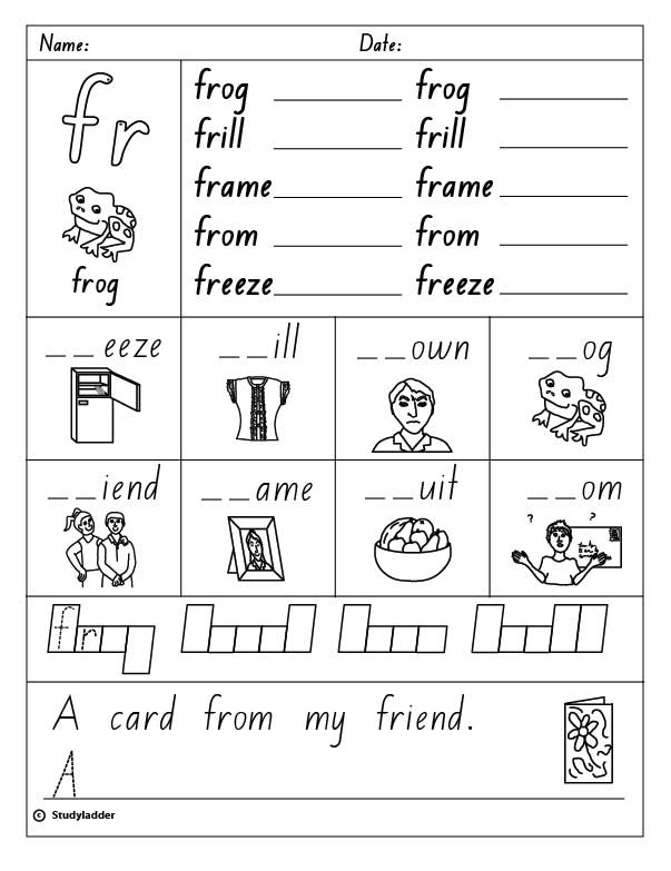 86 beginning consonant blends worksheets for kindergarten