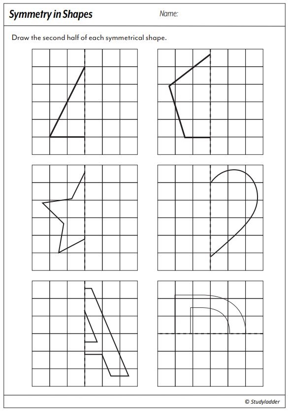 Drawing Symmetrical Shapes Worksheets Worksheets For Kindergarten